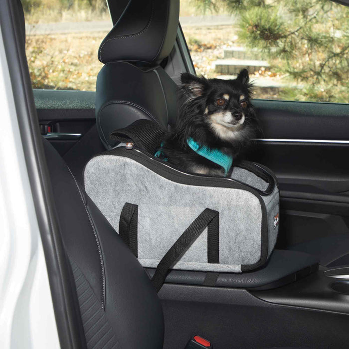 K&H Pet Products - Portable Pet Console Booster Dog Car Seat, Light Gray - PCGU - Gray - 10" X 15" X 9.5" - 1