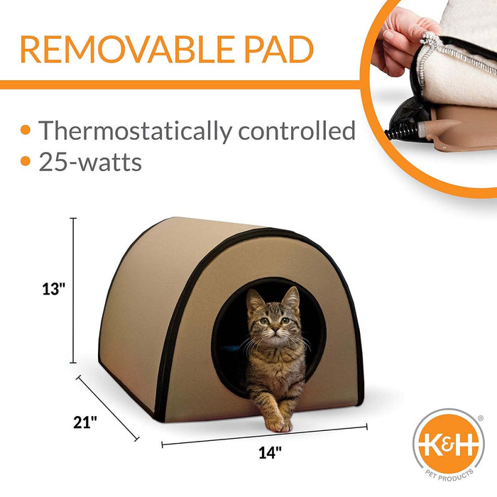 K&H Thermo Mod Heated Outdoor Cat House – Insulated, Waterproof Kitty Shelter for Feral & Outdoor Cats - Jeffers - Home Goods & Gifts > Seasonal Holiday Decor