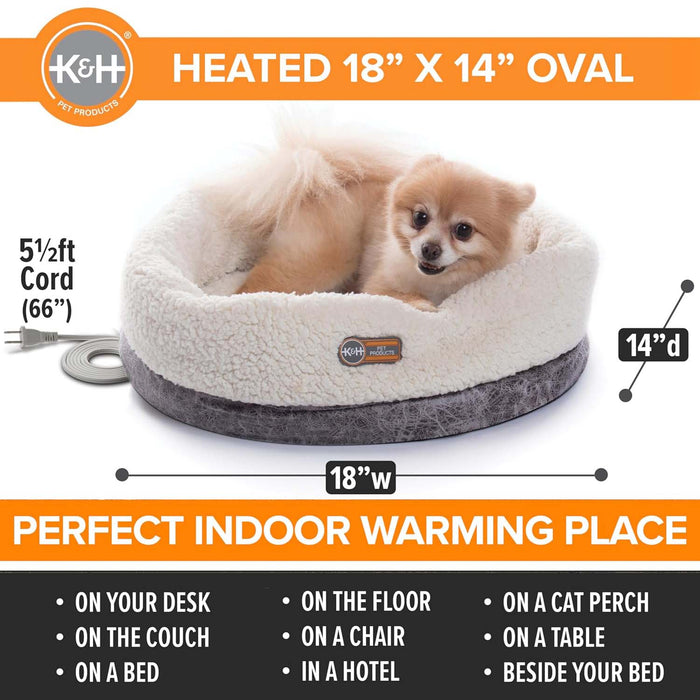 K&H Thermo - Snuggle Cup Bomber Heated Cat Bed – Plush, Indoor, Removable Heater, Machine Washable, Cozy Nesting Bed - PCV7 - Grey - 14" x 18" - 11