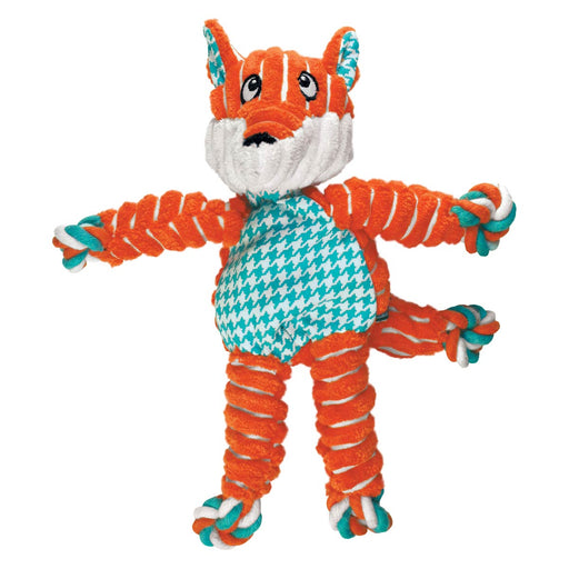 KONG Floppy Knots Plush Dog Toy with Internal Rope & Squeaker - K9ABY - Fox - Small/Medium - 1 ct - 1