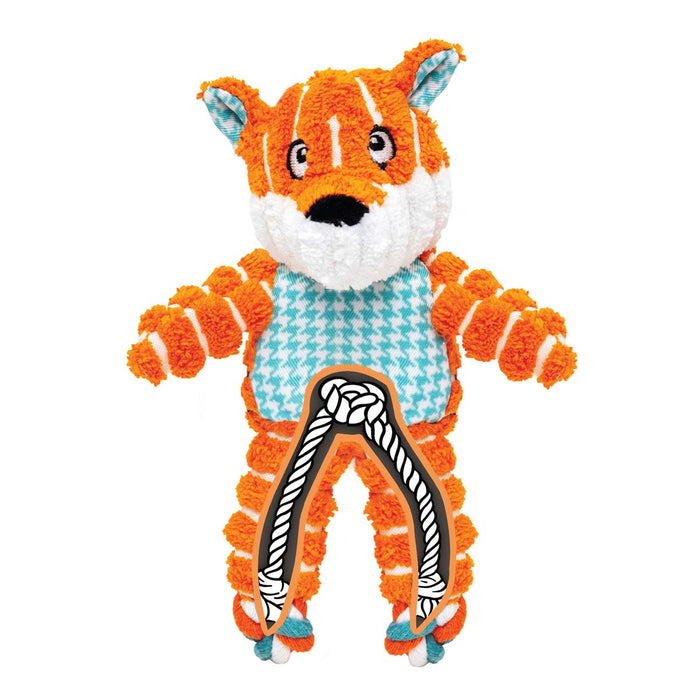 KONG Floppy Knots Plush Dog Toy with Internal Rope & Squeaker - K9AC2 - Fox - XSmall - 1 ct - 19