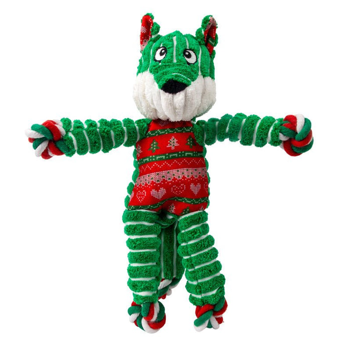 KONG Holiday Floppy Knots Fox Interactive Plush Dog Toy, Sm/Md - K9AAS - Sm/Md - Green - 1 ct - 1