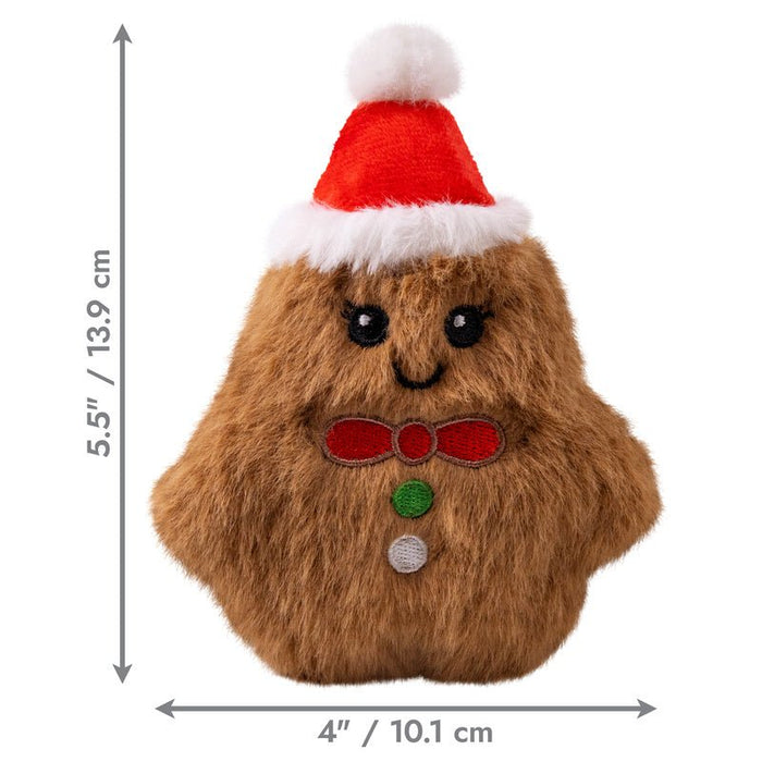 Kong Holiday Snuzzles Plush Gingerbread Doy Toy, Squeaks & Crinkles - K9AB1 - XSmall - Brown - 1 ct - 10