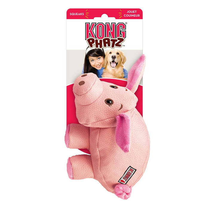 KONG Phatz Pig Plush Dog Toy with Low - Tone Squeaker - K9AD9 - Pink - Medium - 1 ct - 9