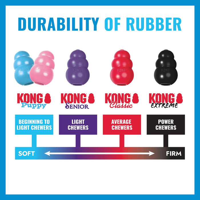 KONG Puppy Goodie Bone Treat Dispensing Dog Chew Toy – Soft Rubber Teething Toy for Puppies - K9ADF - Assorted Pink or Blue - Medium - 1 ct - 6