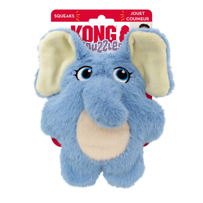 KONG Snuzzles Kiddos Plush Small Dog Toy with Squeaker & Crinkle - K9ACG - Blue Elephant - Small - 1 ct - 5