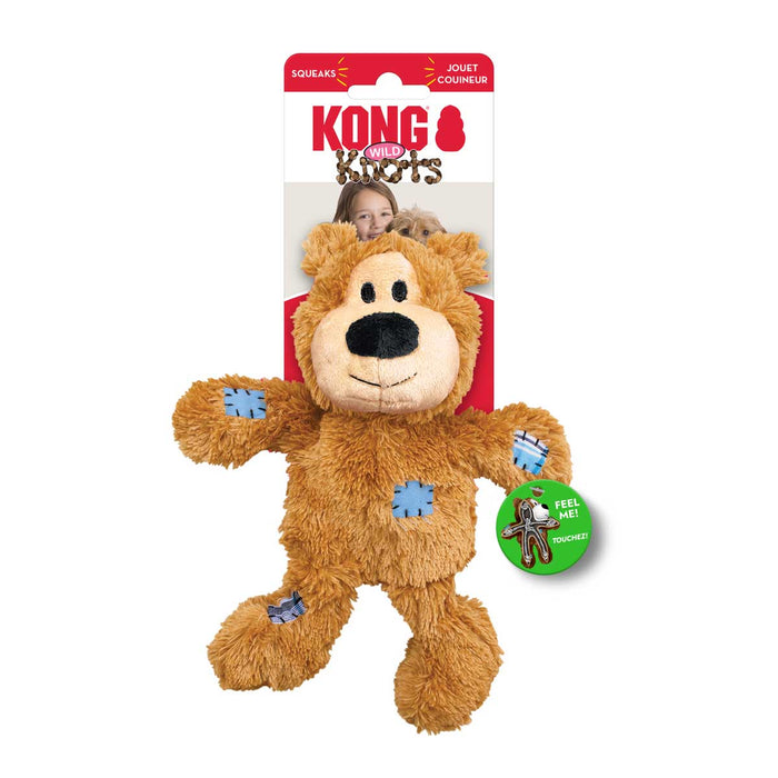 KONG Wild Knots Bear – Soft Plush with Knotted Rope Skeleton, Assorted - K9ACT - Assorted - Small/Medium - 1 ct - 10