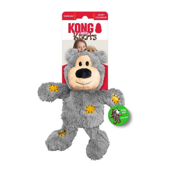 KONG Wild Knots Bear – Soft Plush with Knotted Rope Skeleton, Assorted - K9ACT - Assorted - Small/Medium - 1 ct - 9