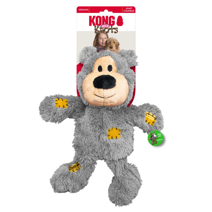 KONG Wild Knots Bear – Soft Plush with Knotted Rope Skeleton, Assorted - K9ACU - Assorted - XLarge - 1 ct - 12