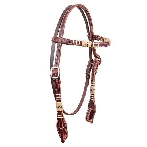 Latigo Rawhide Browband Leather Headstall - BUFVU - Latigo - Horse - 1