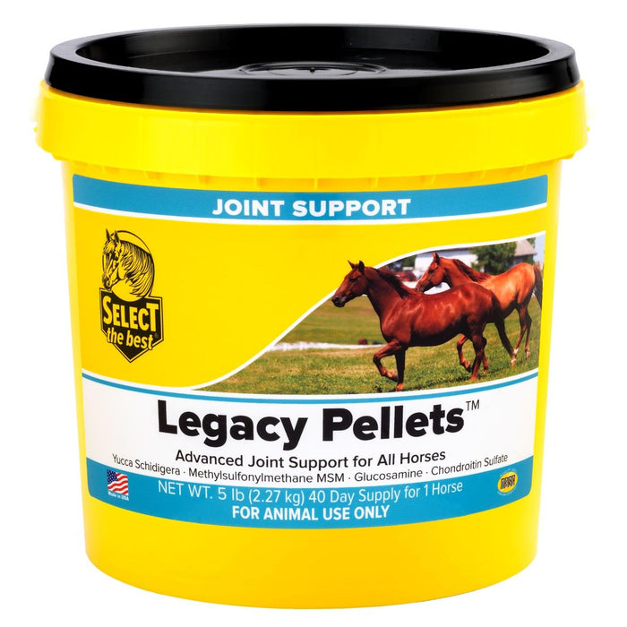 Legacy Advanced Horse Joint Supplement with Glucosamine, MSM, Chondroitin, Yucca, and Vitamins E & C – Pelleted Support for Mobility and Flexibility - SELC8 - 5 lb - 40 Day Supply - 1