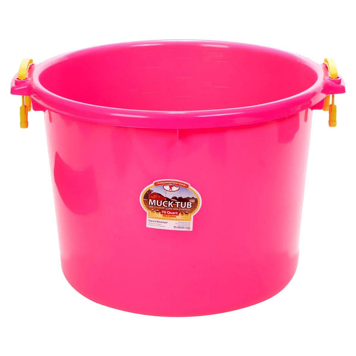 Little Giant Muck Tub – 40 & 70 Quart Heavy Duty Muck Bucket with Plastic Handles - M31CA - 70 qt - Pink - 1