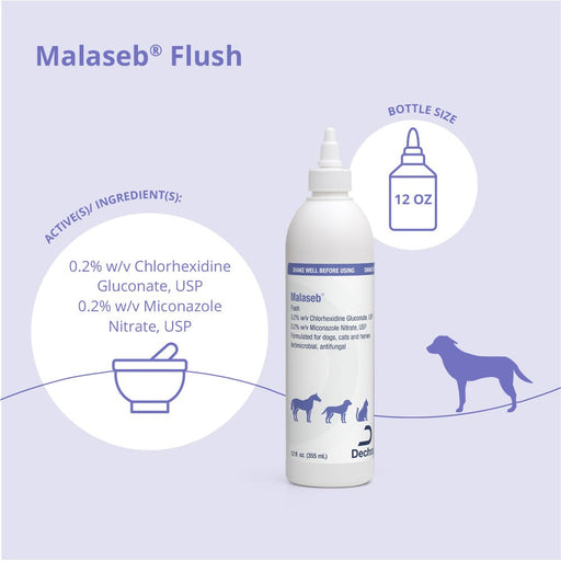 Malaseb Flush – Medicated Antibacterial & Antifungal Skin Flush for Dogs, Cats, and Horses - 019BAY-89267 - 12 oz - 2