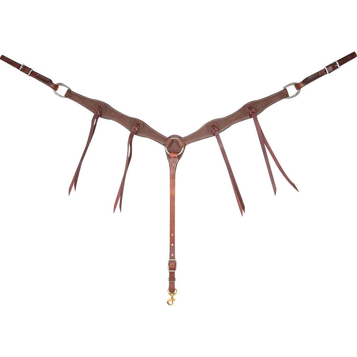 Martin Saddlery 1.5" Leather Breast Collar with Rosette Strings - CR1WK - Chocolate Brown - Horse - 1
