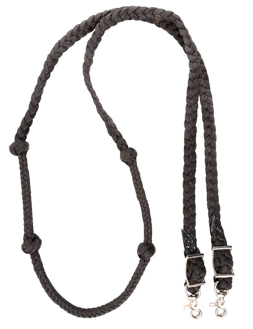 Martin Saddlery Braided Nylon Barrel Rein with Knots 1 - inch Thick Buckle Snap Ends, Black - CR1PJ - Black - 1" - 1