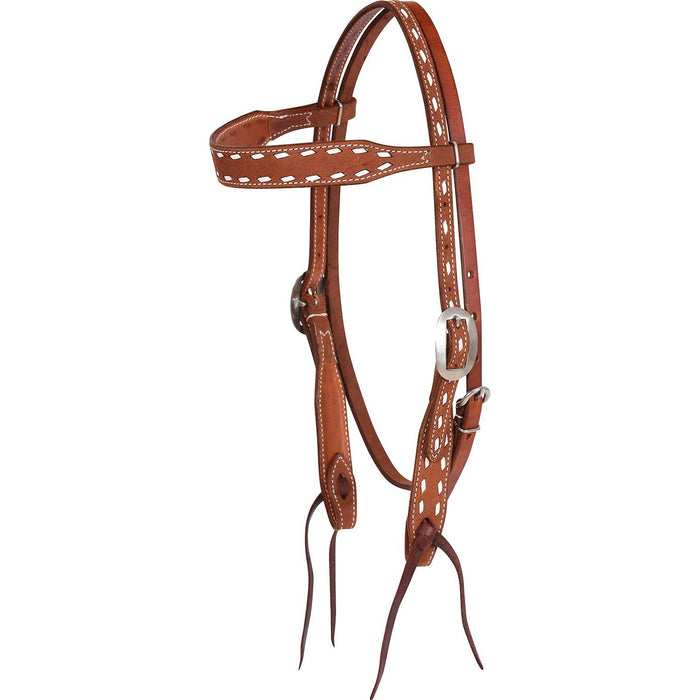 Martin Saddlery Buckstitched Leather Browband Headstall - CR1WM - Brown - Horse - 1