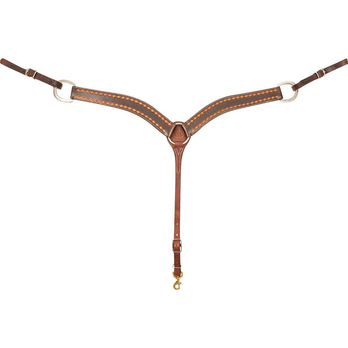 Martin Saddlery Leather Breast Collar with Dark Framed Diamond Tooling - CR1WG - Brown - Horse - 1