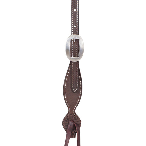 Martin Saddlery Leather Split Ear Headstall with Rosette Strings - CR1WH - Chocolate Brown - Horse - 2