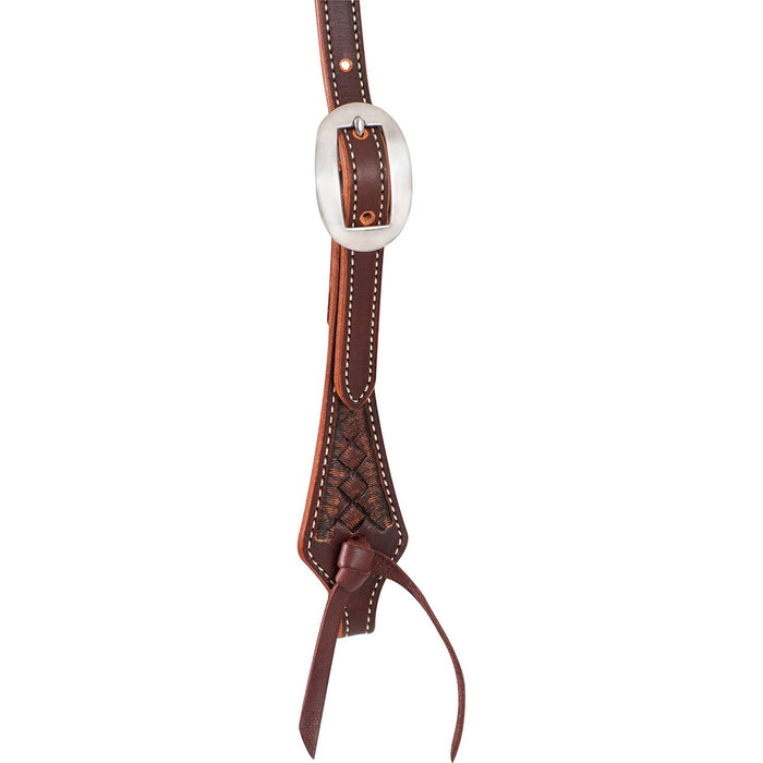 Martin Saddlery Weave Stamped Leather Browband Headstall - CR1WC - Brown - Horse - 3