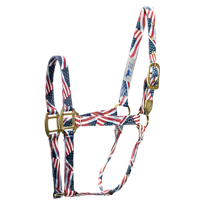 Average Horse Halter W/Flag Pattern Color RED,WHITE & BLUE