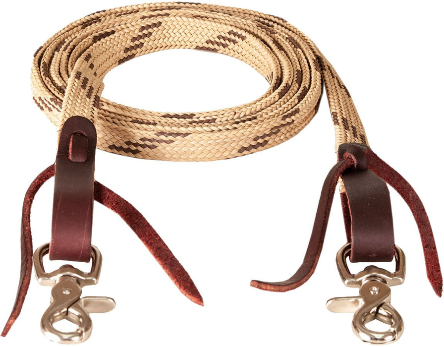 Mustang Flat Waxed Roping Rein, 5/8" x 8' - 1211AZ - Tan/Brown - 3