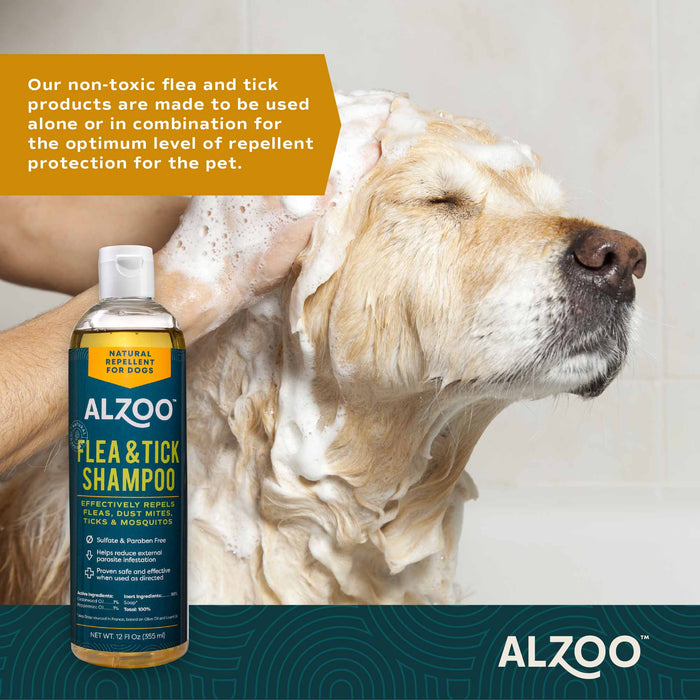 Natural Plant - Based Peppermint & Cedarwood Flea & Tick Shampoo for Dogs & Cats, 12 oz - 7VWE - 4