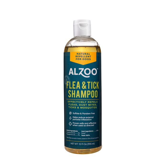 Natural Plant - Based Peppermint & Cedarwood Flea & Tick Shampoo for Dogs & Cats, 12 oz - 7VWE - 1