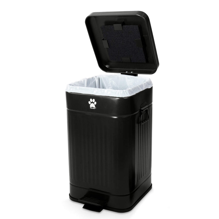 Nevink Dog Poop Trash Can & Filters for Outdoors – 12 Liter, Odor Control, Hands - Free, Weather Resistant - 005SIN-07676 - Trash Can - Matte Black - 10