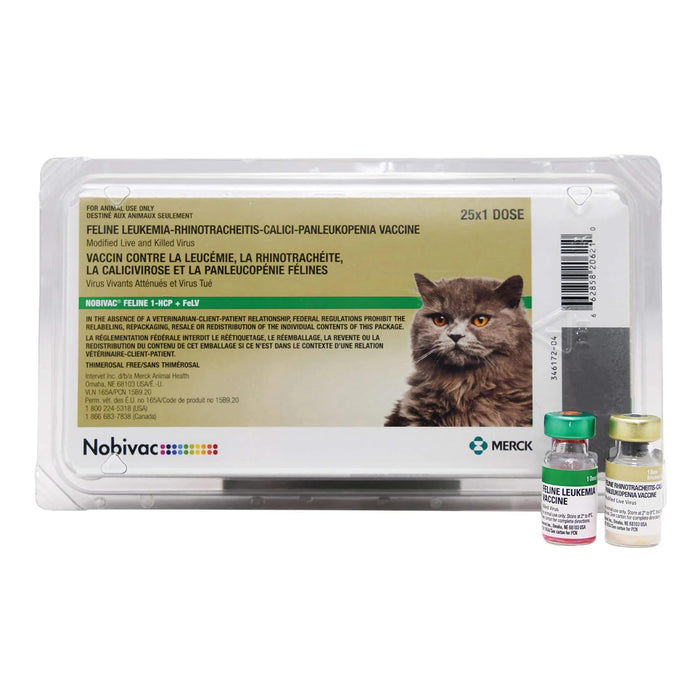 Nobivac Feline 1 - HCP+FeLV Cat Vaccine, 25 x 1 Dose - SHVE - 25 x 1 Dose - 1
