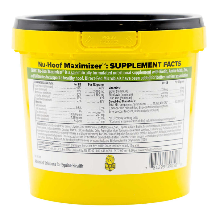 Nu - Hoof Maximizer Concentrated Hoof Supplement for Horses – Biotin & Amino Acid Formula - SELBA - 5 lb - 120 Day Supply - 5