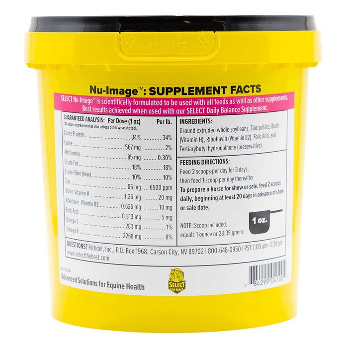 Nu - Image Coat, Mane & Tail Supplement for Horses – Biotin, Omega Fatty Acids & Zinc for Healthy Hair Growth - SELBE - 10 lb - 160 Day Supply - 3