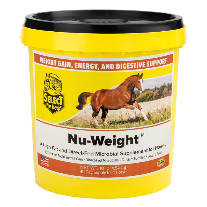 Nu - Weight High Fat Weight Gain, Energy, and Digestive Supplement for Horses, 10 lb - SELC6 - 10 lb - 40 Day Supply - 1