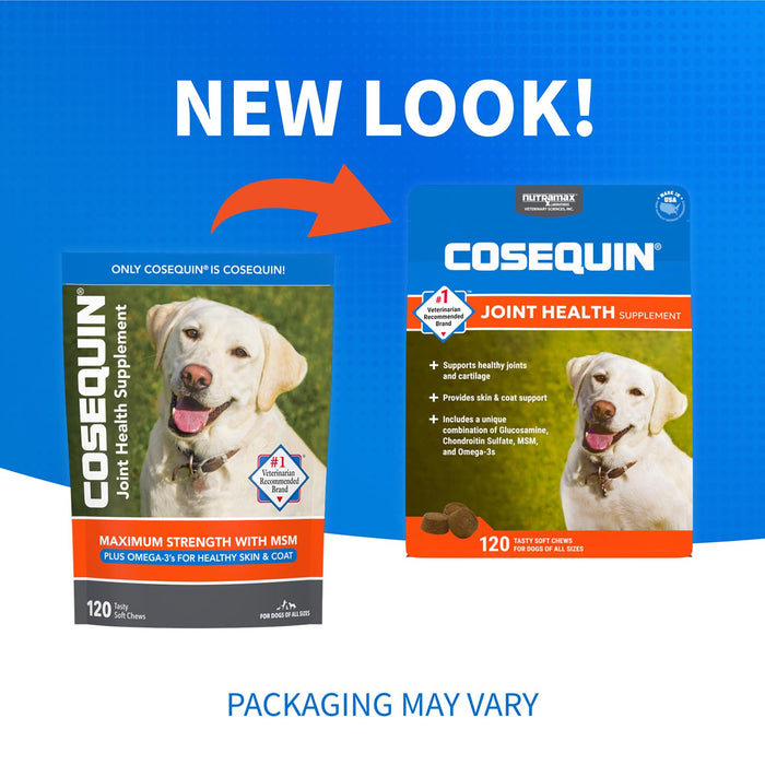 Nutramax Cosequin Joint Health Supplement for Dogs - With Glucosamine, Chondroitin, MSM, and Omega - 3's - 015NM-CQOMSC120-MSM - 120 count - 10