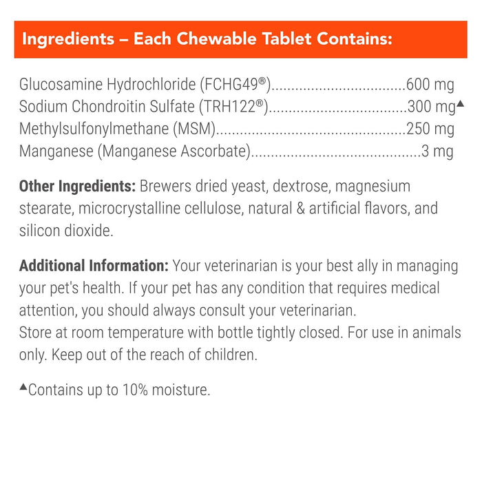 Nutramax Cosequin Maximum Strength Joint Health Plus MSM Supplement for Dogs, Chewable Tablets - 015NM-CHEWDS250-MSM - 250 Chewable Tablets - Each - 24