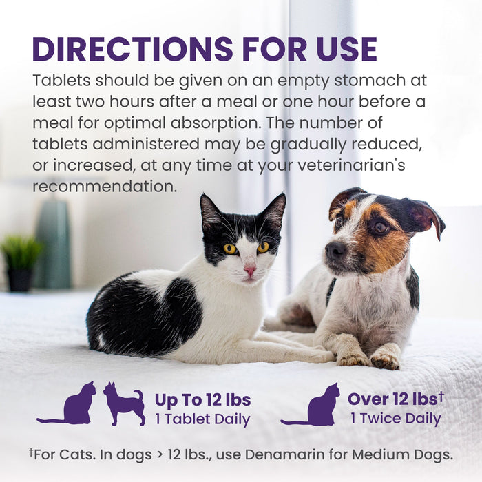 Nutramax Denamarin Liver Health Tablets for Dogs and Cats - 015NM-3000110 - Up to 12lbs - 30 Tablets - 4