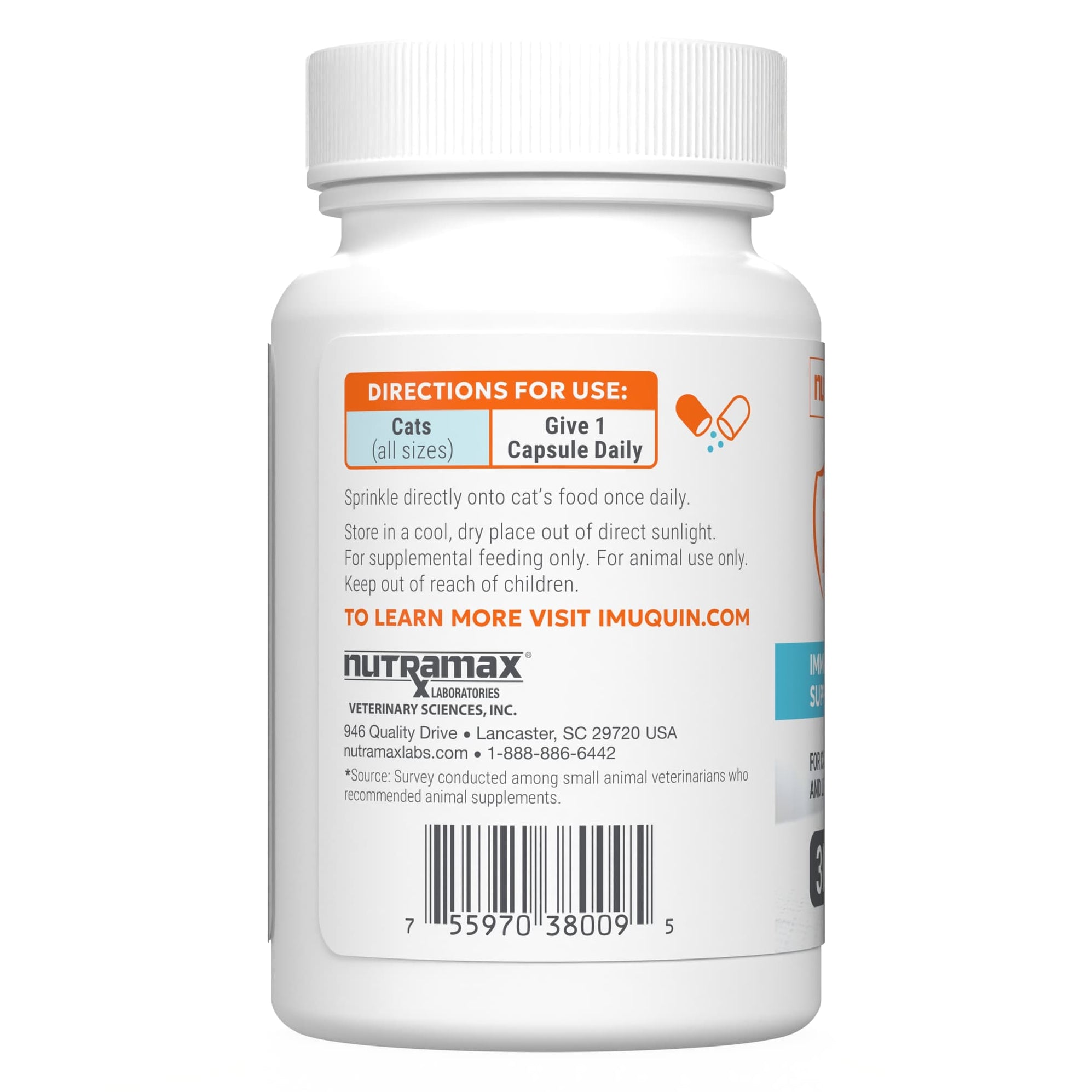 Nutramax Imuquin Immune Health Supplement Powder for Cats, 30 Sprinkle ...