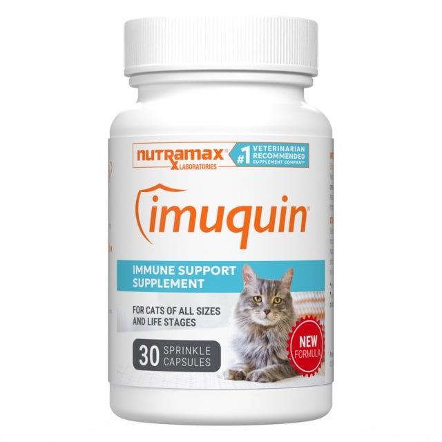 Nutramax Imuquin Immune Health Supplement Powder for Cats, With Beta Glucans, With Astaxanthin, 30 Sprinkle Capsules - 015NM-3000166 - 30 Spinkle Capsules - 1
