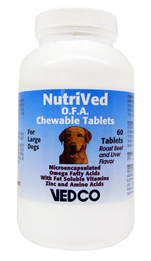 NutriVed O.F.A. Chewable Tablets for Dogs – Skin, Coat & Immune Support, 60 Ct - 015VED0-02 - Large Dogs: Over 50 lbs - Beef & Liver - 60 Chewable Tablets - 2