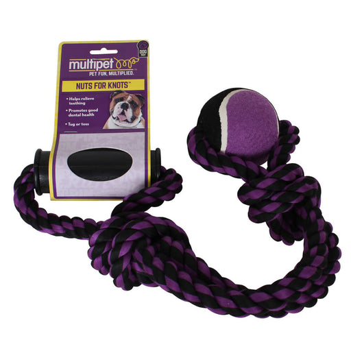 Nuts For Knots 2 Knot Rope Tug with Handle and Tennis Ball, 20" (Assorted Colors, 1 Count) - MRC9 - 2