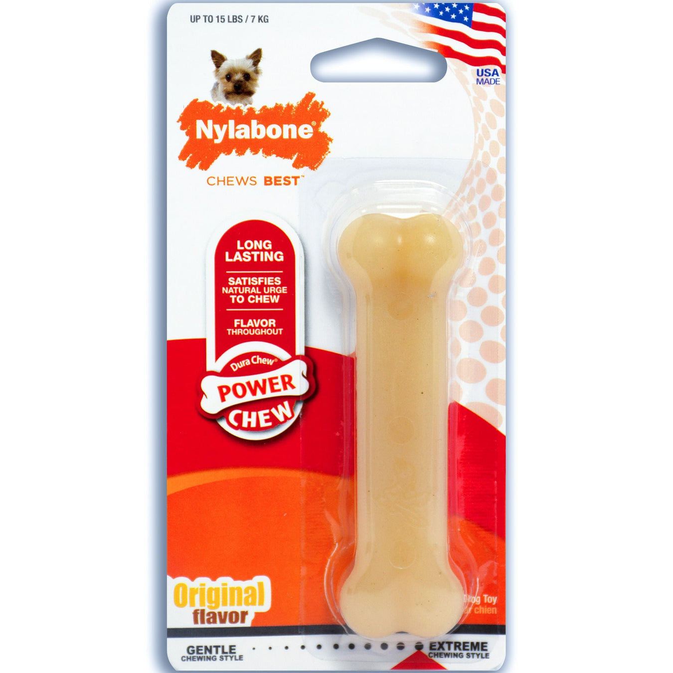 Nylabone Original Bone Dura Chew Power Chew Dog Toy - N9B1 - Petite - 3.5"L - Original - 1