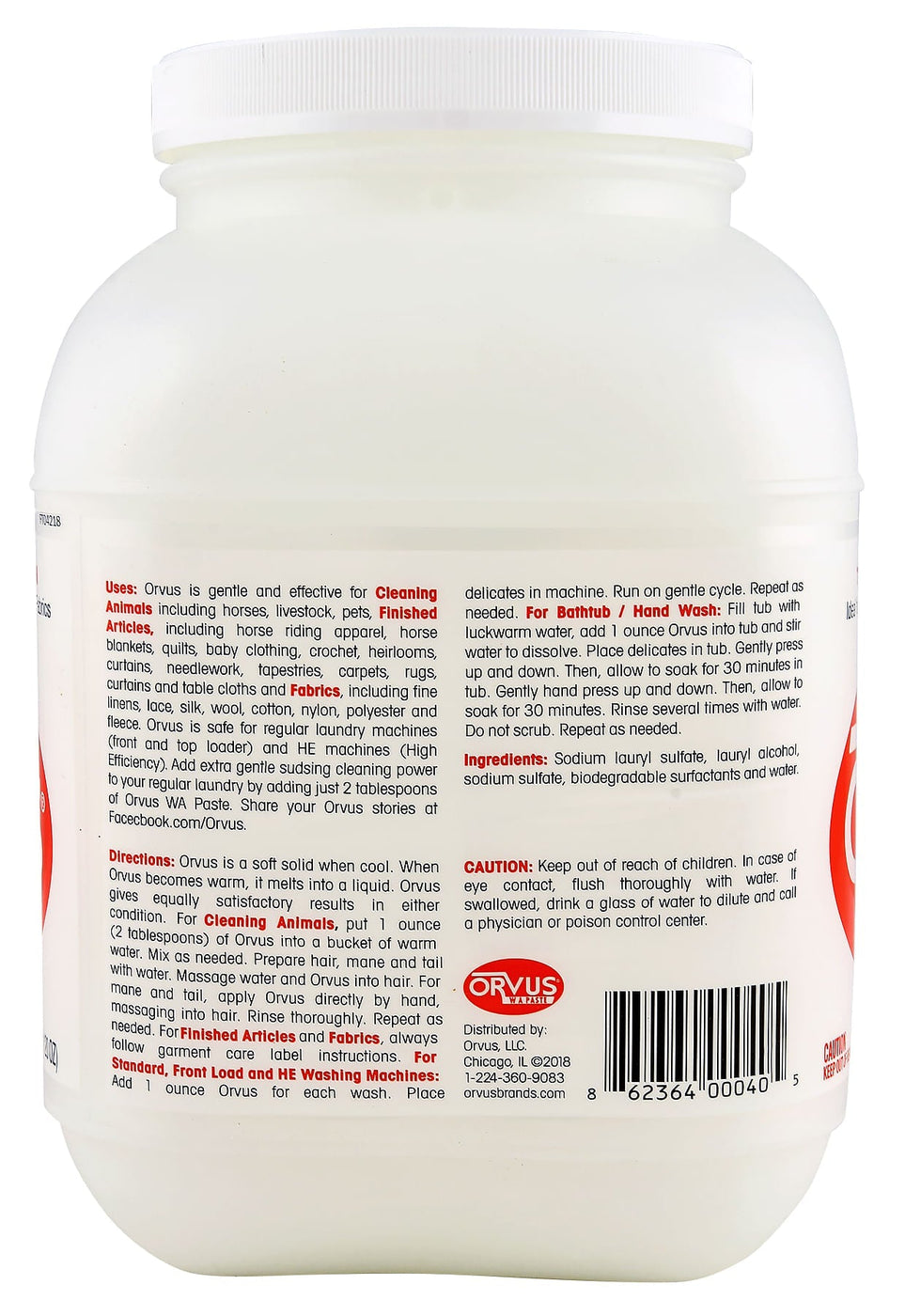 Orvus W.A. Paste Soap Detergent, 7.5 lb — Lambert Vet Supplies