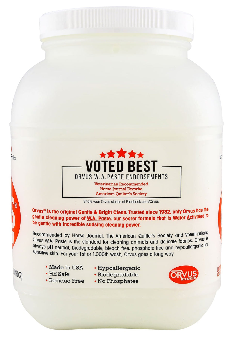 Orvus W.A. Paste Soap Detergent, 7.5 lb — Lambert Vet Supplies