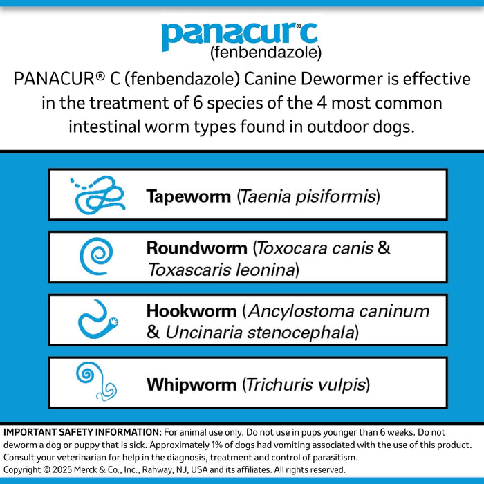Panacur C Canine Dewormer (Fenbendazole Granules) - 016ITV02-4 - 4 g - Single Box - 14