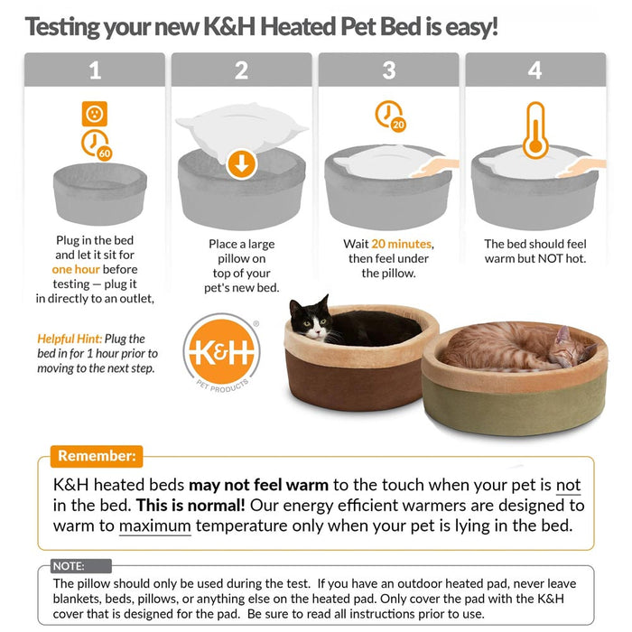 K&H Pet Products Thermo-Kitty Bed Indoor Heated Cat Bed Color Brown