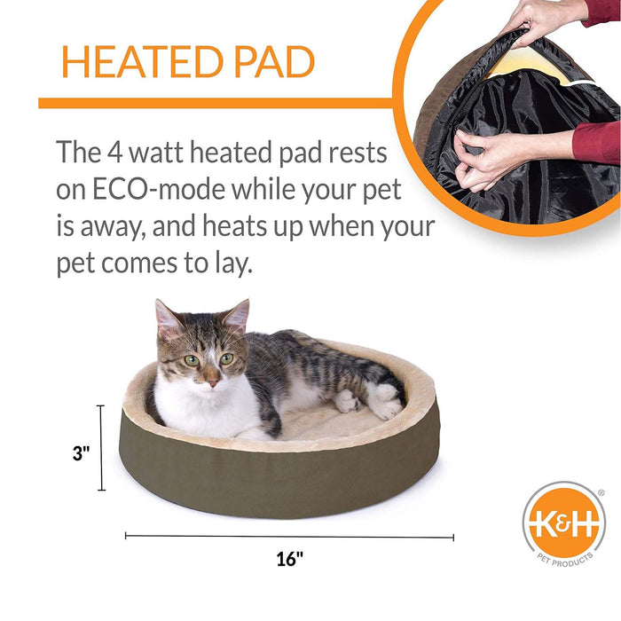K&H Pet Products Thermo-Kitty Cuddle Up Mocha 16 Inches Color Brown