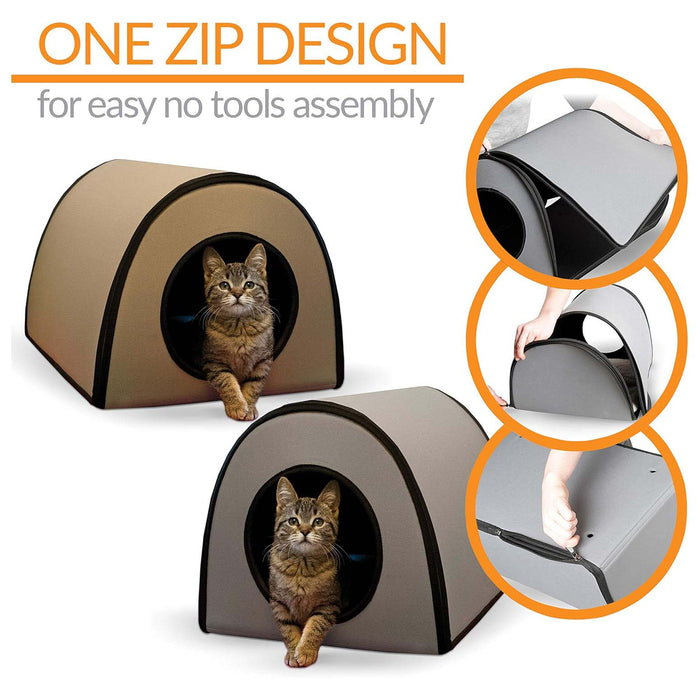 K&H Pet Products Thermo Mod Kitty Shelter Outdoor Heated Kitty House Color Brown