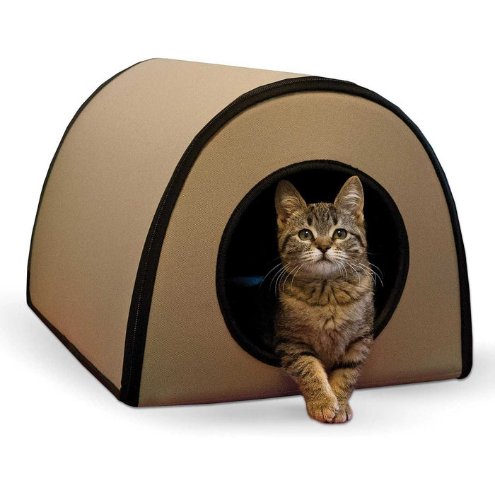 K&H Pet Products Thermo Mod Kitty Shelter Outdoor Heated Kitty House Color Brown