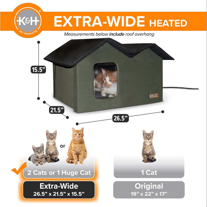 K&H Pet Products Outdoor Heated Kitty House Color Green