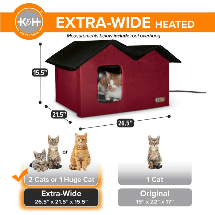 K&H Pet Products Outdoor Heated Kitty House Color Red