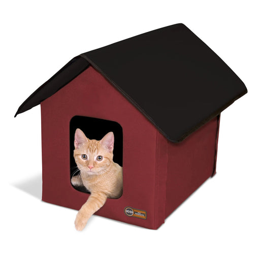 K&H Pet Products Outdoor Heated Kitty House Cat Shelter Color Red